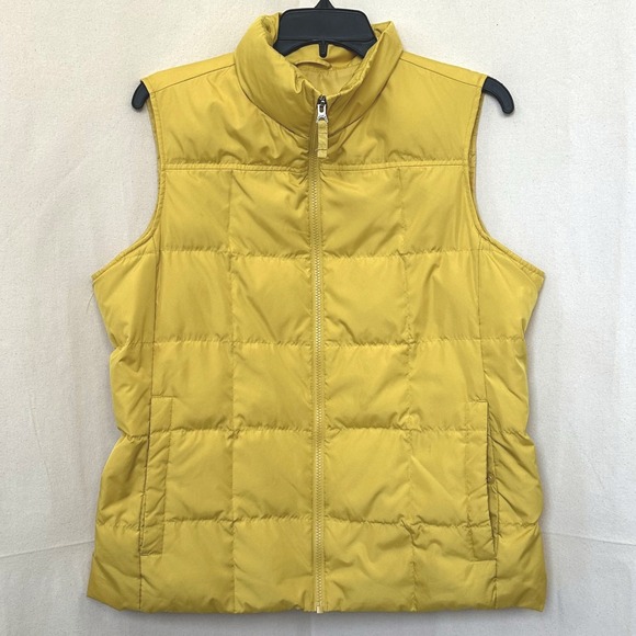 Lands' End Jackets & Blazers - Lands' End Mustard Yellow Quilted 80% Down Puffer Vest Size M 10-12 Zip *READ